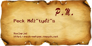 Peck Mátyás névjegykártya
